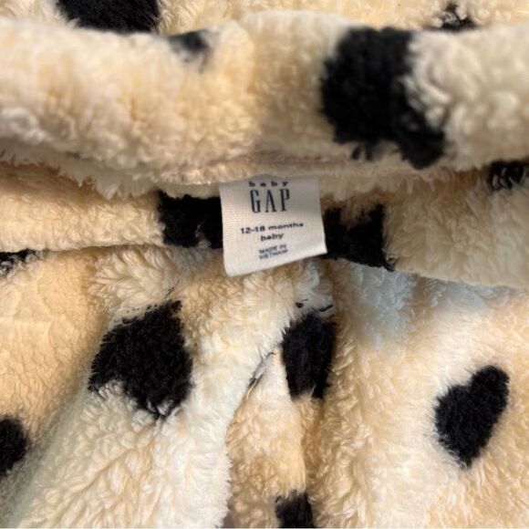 GAP Kids Baby Ivory Fuzzy Fleece Crew Set Black Hearts Size 12-18 Months EUC - Picture 4 of 8